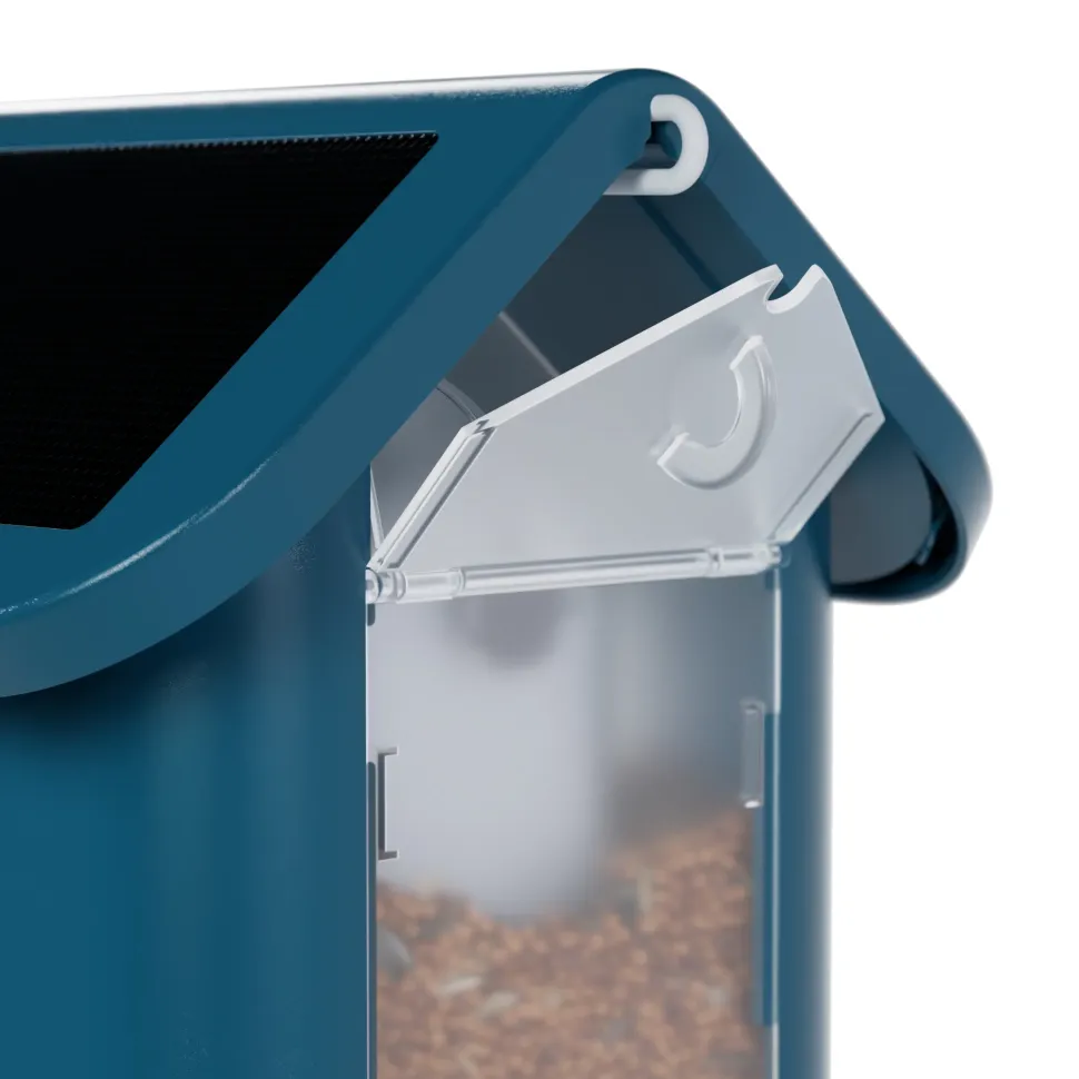 BirdBuddy Solar Pro foderstation med kamera og fuglegendelse