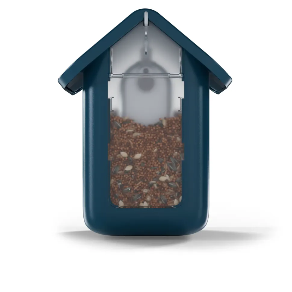 BirdBuddy Solar Pro foderstation med kamera og fuglegendelse