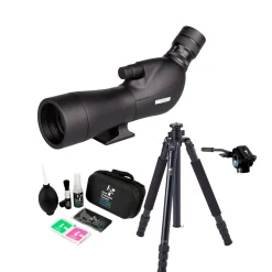 DOF BirdLife Merganser 16-48x65mm teleskop + Kulfiber stativsæt + DOF BirdLife rensesæt | teleskop