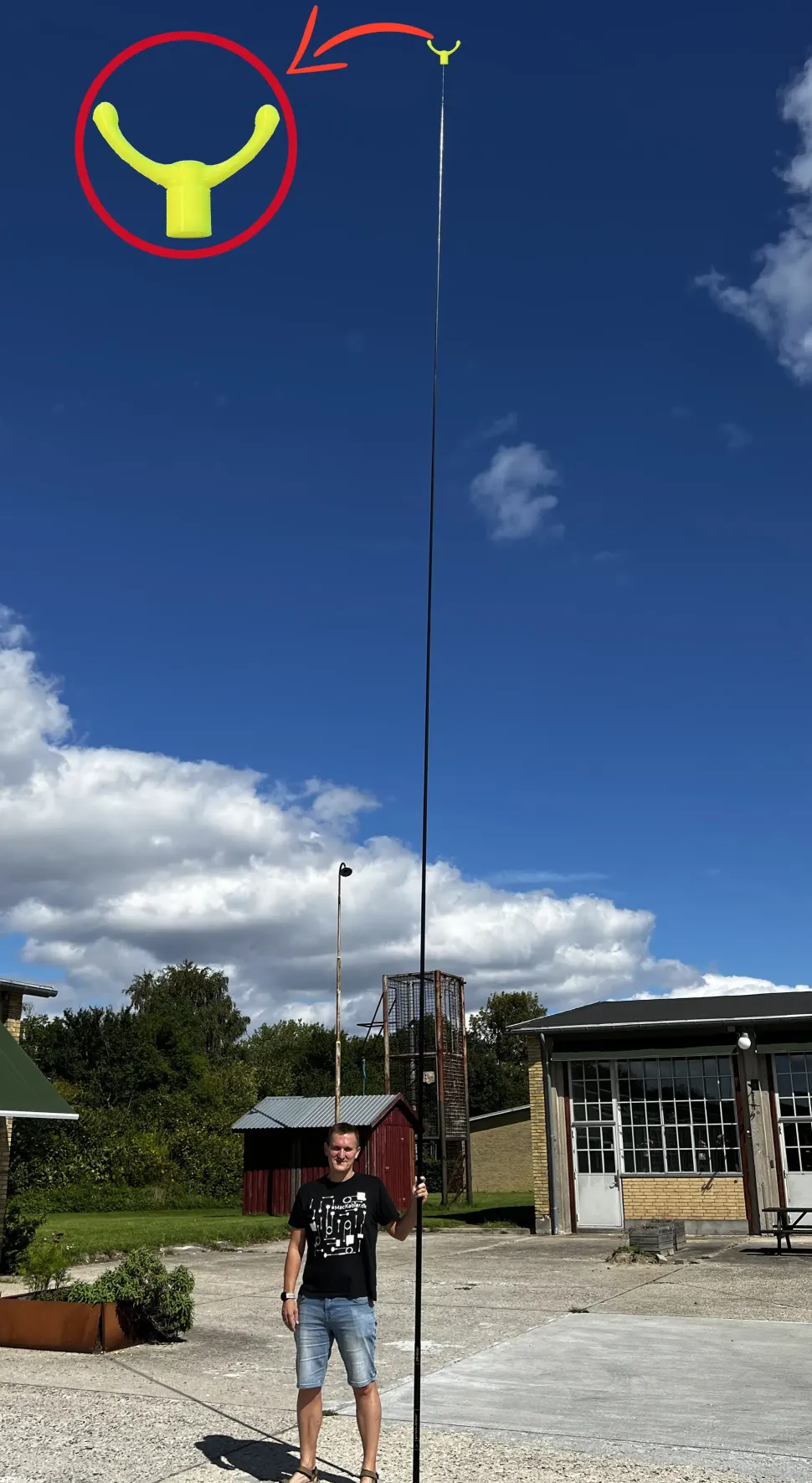 Ekstraktor teleskopstang til geocaching med monteret 3D printet gevind og krog – 9,5 m
