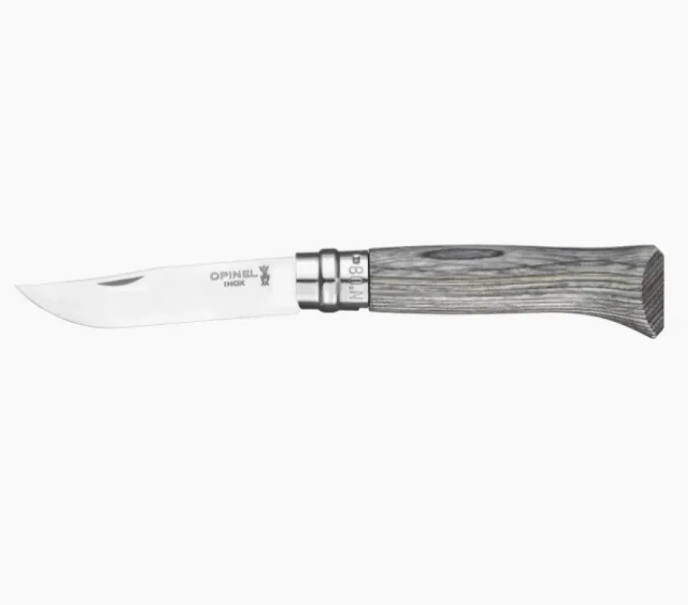 Opinel no. 8 Laminated Birch Grey i gaveæske