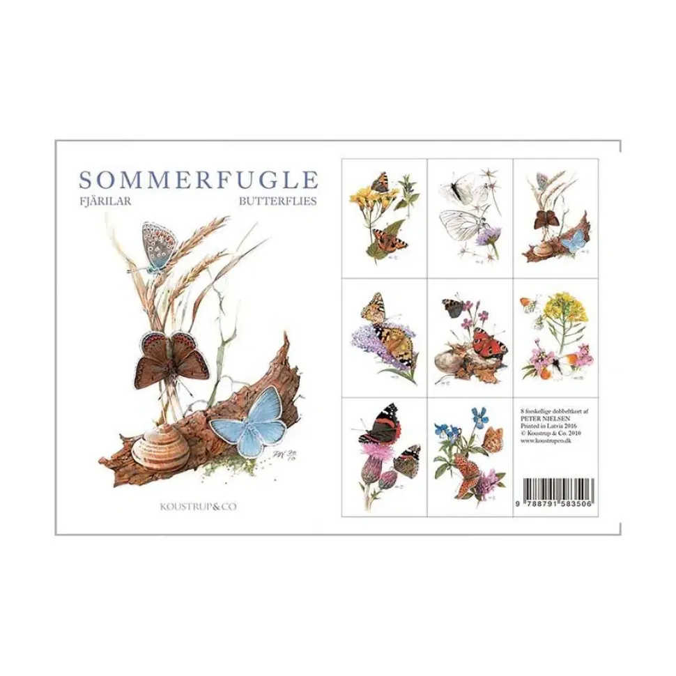 Sommerfugle af Peter Nielsen 8 stk postkort