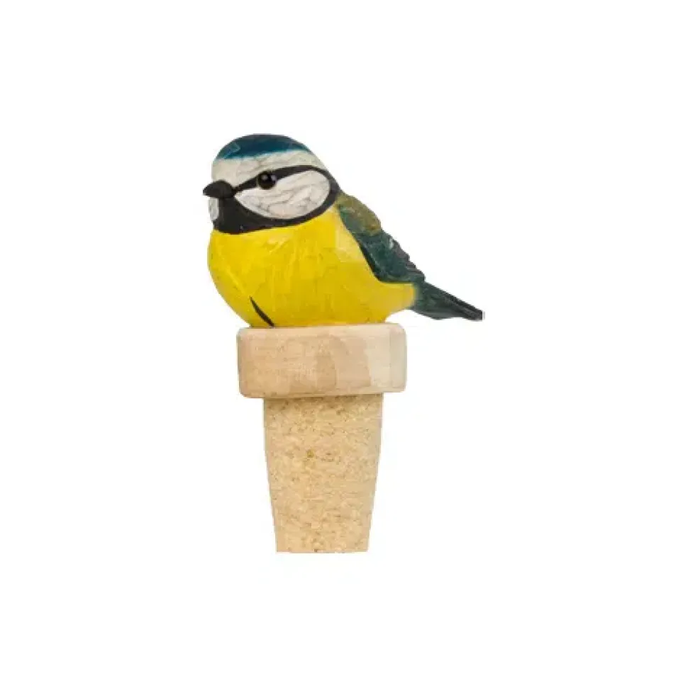Wildlife Garden Flaskeprop med håndskåret blåmejse